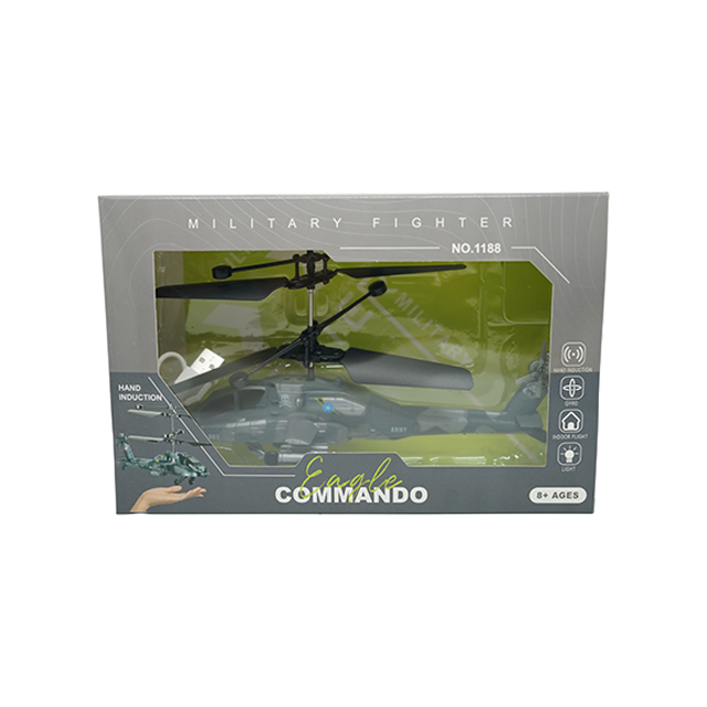 HELICOPTERO MILITAR CAJA 22X14 CM BATERIA RECARGABLE GIGI