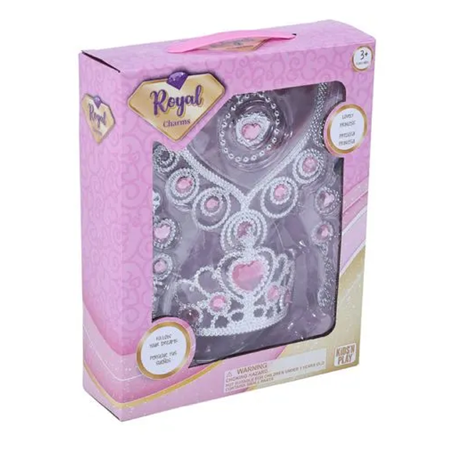 SET ACCESORIOS P/PRINCESA C/CORONA PLA/ROSA 7 PZ CAJ ROYAL 45291/71321