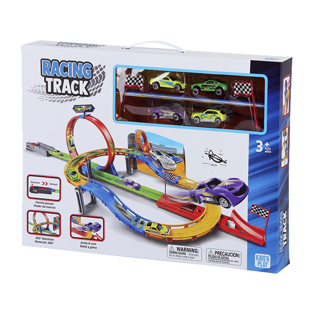 PISTA D/CARRERAS 360 C/4 CARROS+2 BANDERA 53.5X38.7X7.4 CM CAJ 45283/33213