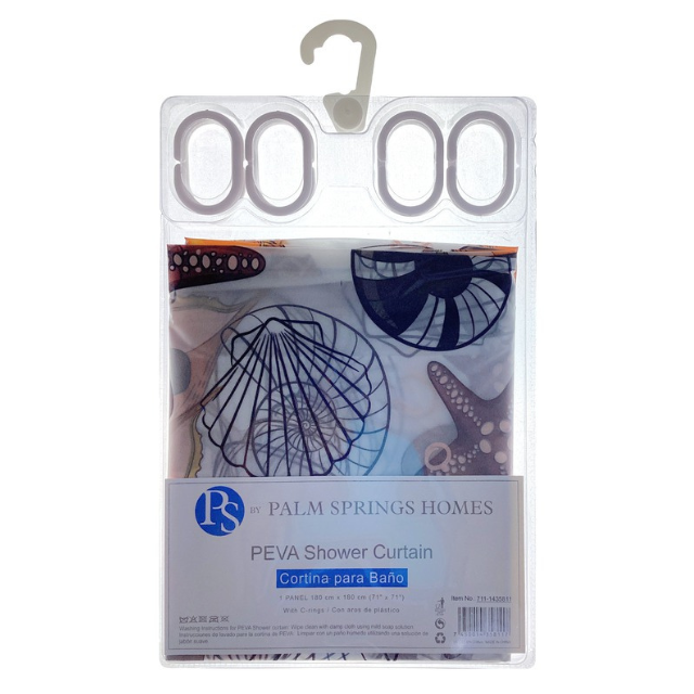 CORTINA P/BAÑO PLAS 180X180 CM DECO SURT PALM SPRINGS MAYS 711-1435811