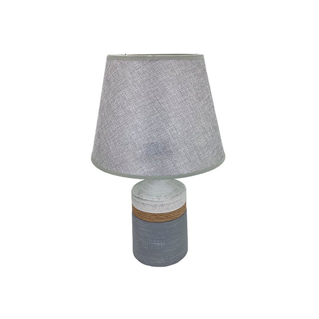 LAMPARA MESA CERA/TELA BL/GR 39.5CM DECORE 604-01365A