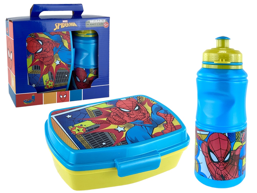 SET 2 PZ DEPOSITO/ENV P/ALIMENTO + BOTELLA SPIDERMAN MARVEL 744-74773