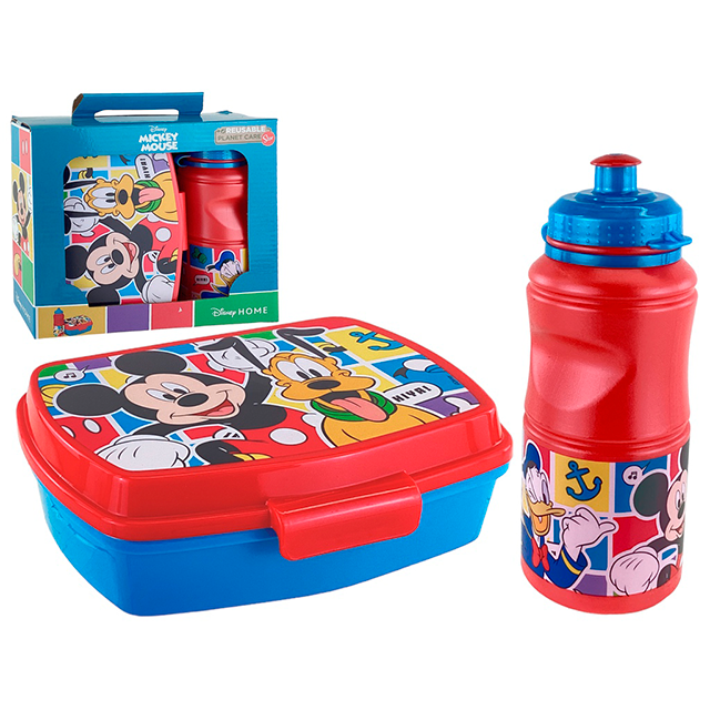 SET 2 PZ DEPOSITO/ENV P/ALIMENTO + BOTELLA MICKEY MOUSE RJ/AZ/NG DISNEY  744-74373