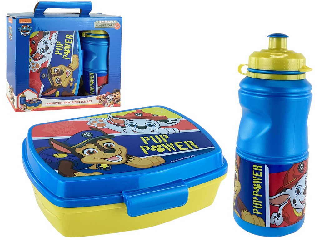 SET 2 PZ DEPOSITO/ENV P/ALIMENTO + BOTELLA PAW PATROL AZ/AM/RJ MAYS 744-74673
