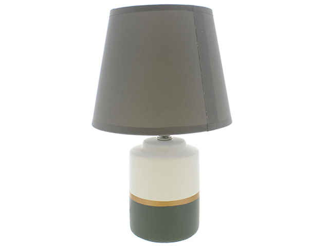 LAMPARA MESA 30 CM CERA/TELA BL/GR DECORE MAYS 604-04301