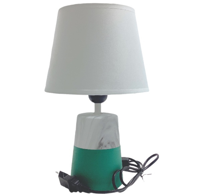 LAMPARA MESA 30 CM CERA/TELA BL/VD DECORE 604-06293