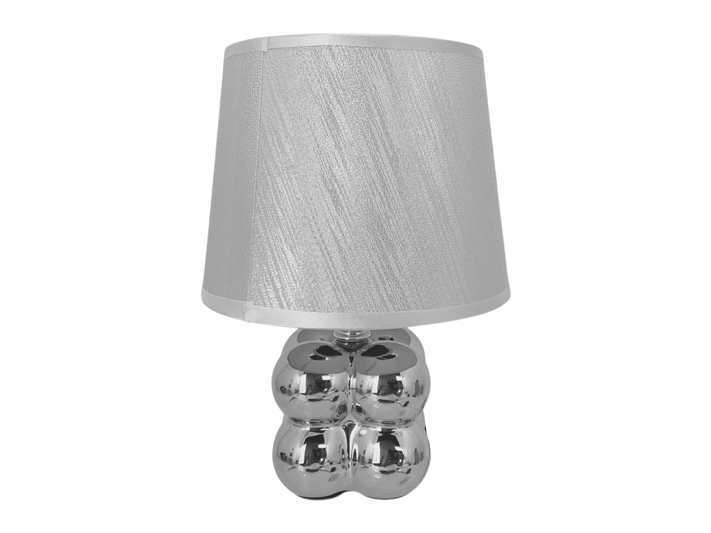 LAMPARA MESA 26 CM CERA/TELA PLATEADO DECORE 604-2403280