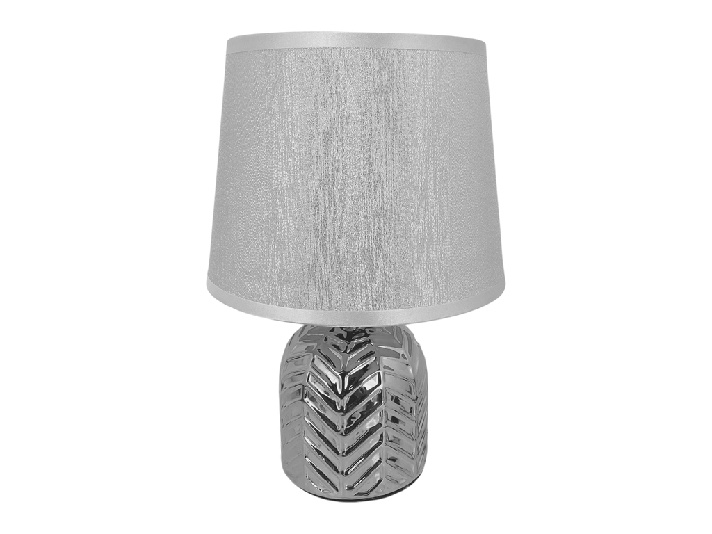 LAMPARA MESA 27 CM CERA/TELA PLATEADO DECORE 604-2403282