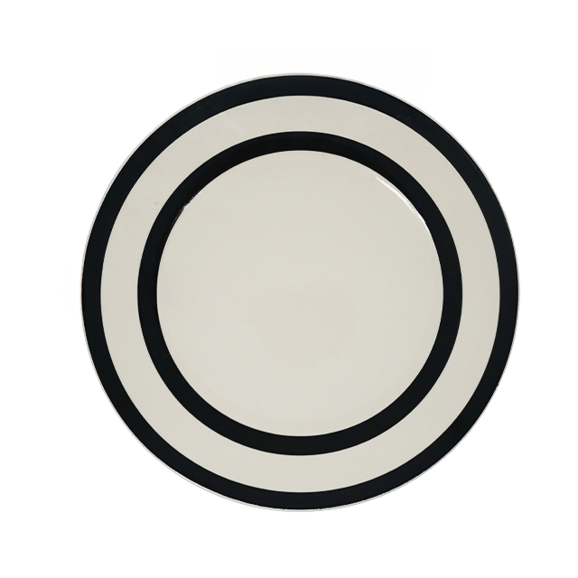 PLATO CERA RED 10.5" C/RAYAS BL/NG LIFE ART MAYS N21-02255