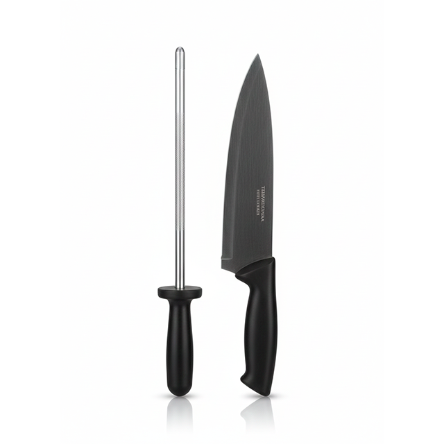 SET CUCHILLO 7"+CHAIRA 8" INOX PLENUS TRAMONTINA 23498/011