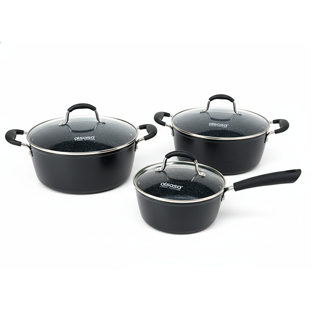 JUEGO 6 PZ 3 OLLAS MARMOLIZADAS 20/24/28 CM C/T VID ALSASA