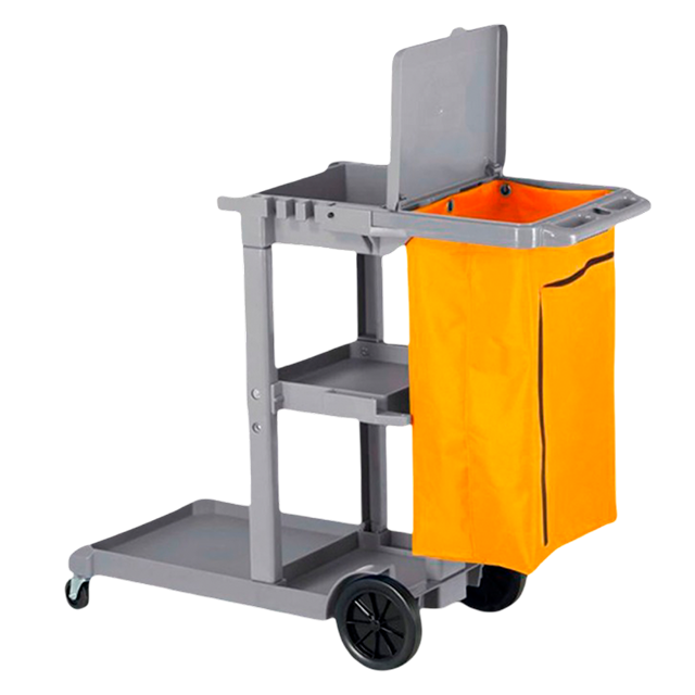 CARRITO P/LIMPIEZA C/BOLSA 3 NIV PLAS GRIS PRESTIGE GX-033GW