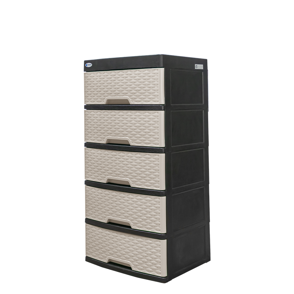 GAVETERO PLAS RATAN 5 GAV BEIGE C/TOMA/ENCH ETERNO POW SANCHIA