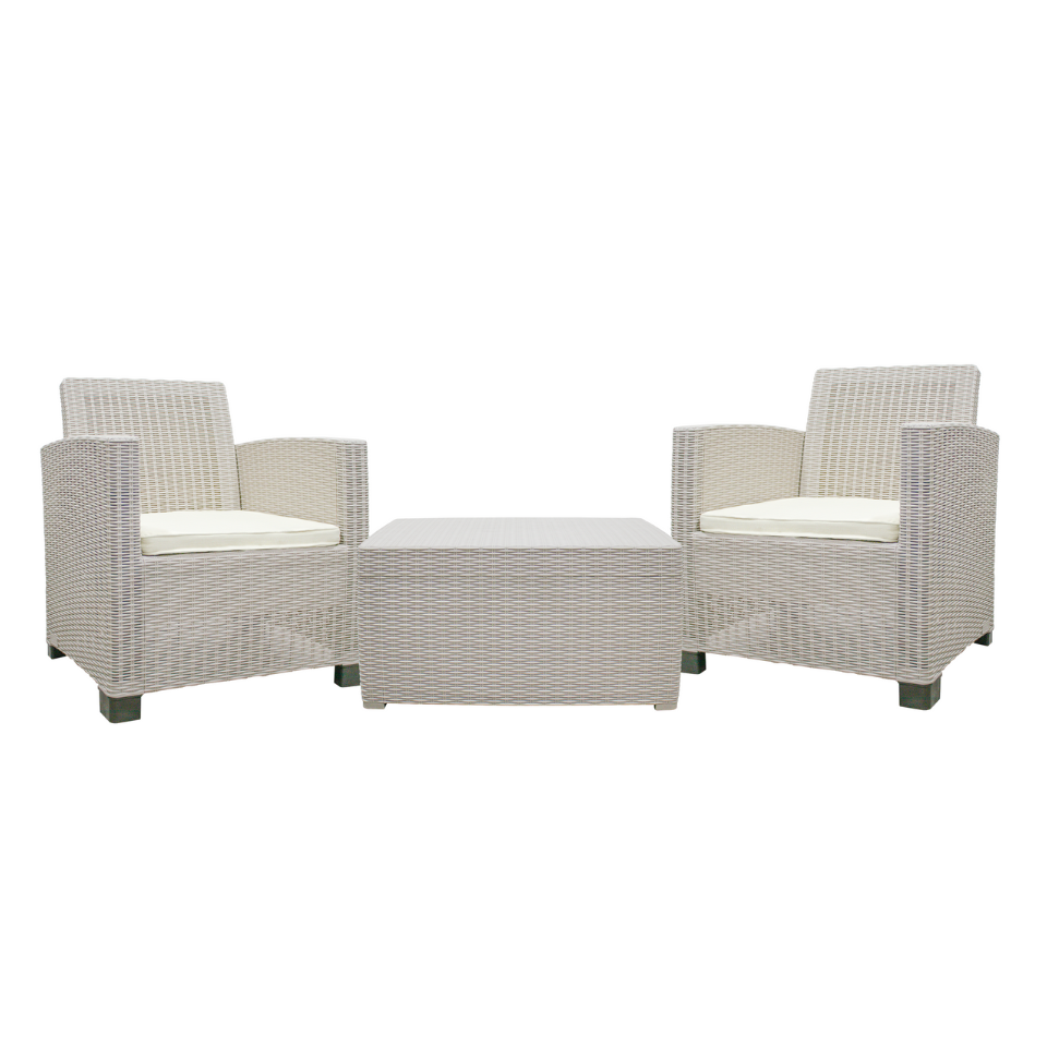 JUEGO SALA BEIGE 2 SILLONES C/MESA/COJIN BEIGE ALAMO SANCHIA 18522601