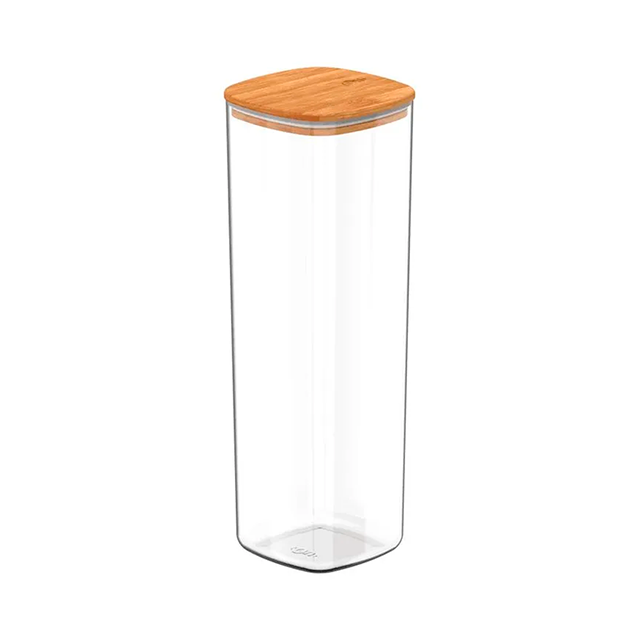 DEPOSITO VID 550 ML CUAD TAPA PRES MAD CAJ GIGI