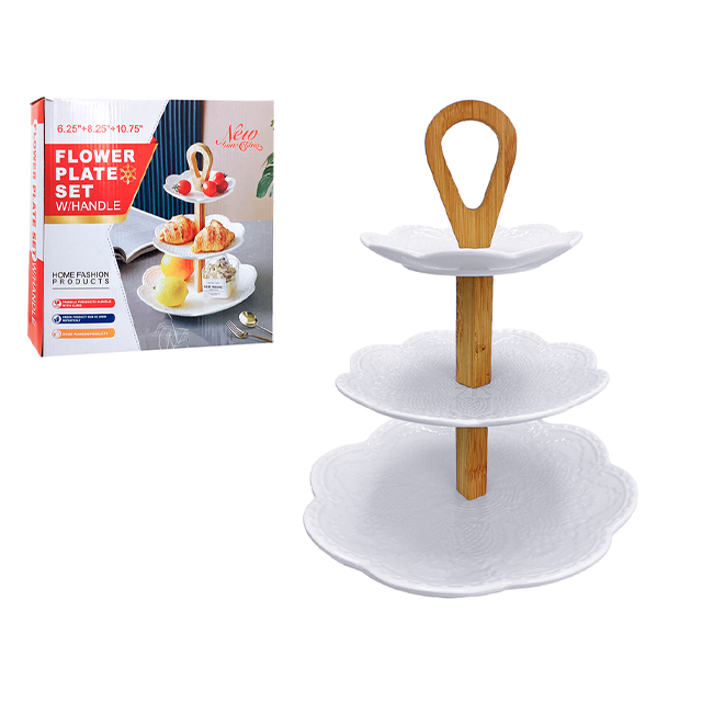 PLATO PORC C/SOPORTE 3 NIV LIFE ART 705-02174