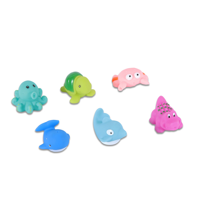 SET 6 ANIMALES MARINOS HULE P/BAÑO CAJ BABY TIME 45256/118146