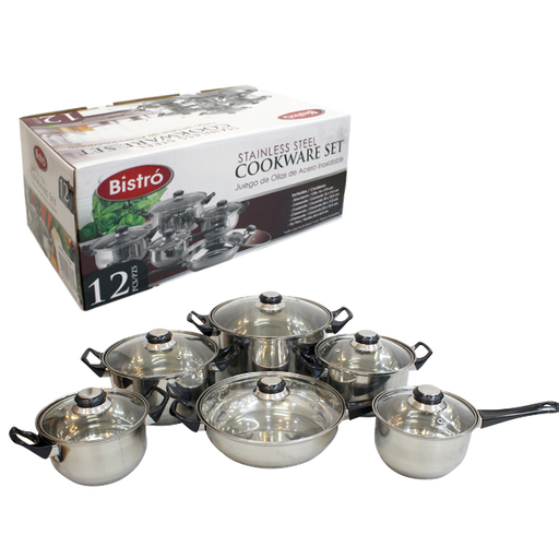 [15012402] SET 12 PZ OLLAS VID/ACER 16/18/20/24 CM BISTRO MAYS 713-0457607