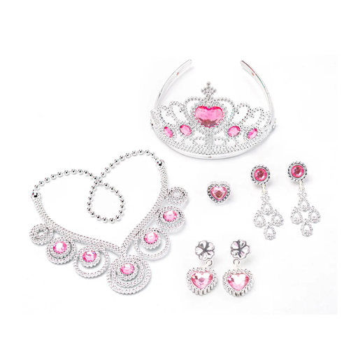 [15013044] SET ACCESORIOS P/PRINCESA C/CORONA PLA/ROSA 7 PZ CAJ ROYAL 45291/71321
