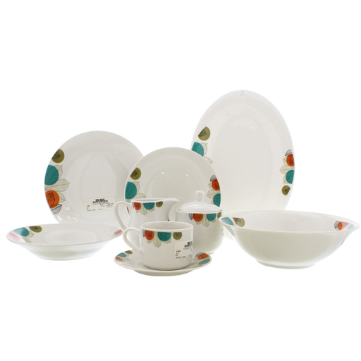 [15014220] VAJILLA PORCE 45 PZAS BL/ANAR/VD ROYAL LINE 705-4525