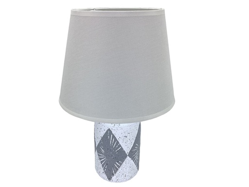 [15014370] LAMPARA MESA 35 CM CERA/TELA PLAT/GR DECORE MAYS 604-01367A