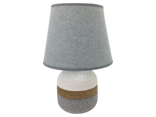 [15014379] LAMPARA MESA 31 CM CERA/TELA GRIS DECORE MAYS 604-04680