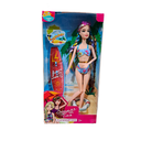 MUÑECA T/BARBIE TRAJE BAÑO C/TABLA SURF CAJ 5803H