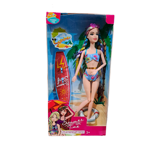 [15015049] MUÑECA T/BARBIE TRAJE BAÑO C/TABLA SURF CAJ 5803H