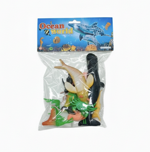 [15015104] JUEGO 12 ANIMALES MARINOS GDES/PEQ PLAS+4 PASTOS CASAMAS 1506