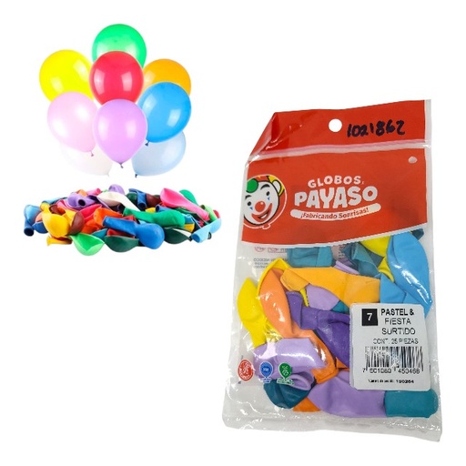 [1021862] GLOBO 7 COL SURT BIODEG 25 PZ PAYASO