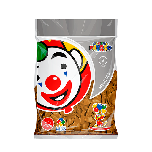 [1020388] GLOBO 9 METAL ORO BIODEG 50 PZ PAYASO