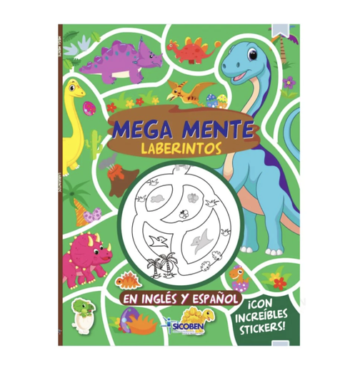 [15010135] LIBRO LABERINTOS NIÑO MEGAMENTE ING/ESP C/STICKERS 48 PAG SICOBEN
