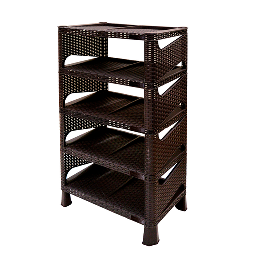 [25865] ZAPATERA PLAS 5 NIV RATAN 52X35X108 CM CAJ PLASTIMAS