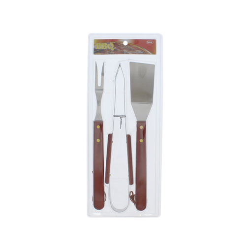 [15011370] SET 3 UTENSILIOS ACER/MAD P/BARBACOA LISOS RJ MAYS 741-BTS8002