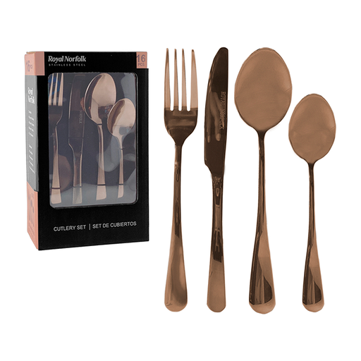 [15011375] SET CUBIERTOS ACER BRONCE 16 PZ ROSE GOLD ROYAL 716-14892