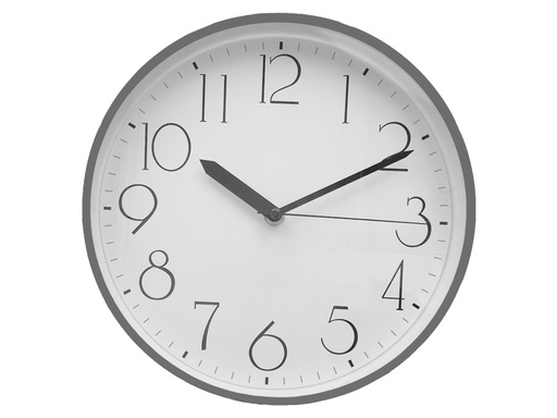[15011535] RELOJ PARED 10" LISO GRIS TIMES TOWER 602-200654