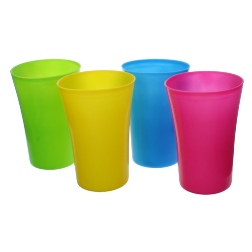 [15011575] SET 4 VASOS PLAS 12" LISO AZ/VD/AMA/ FUCS MAYS 723-89568